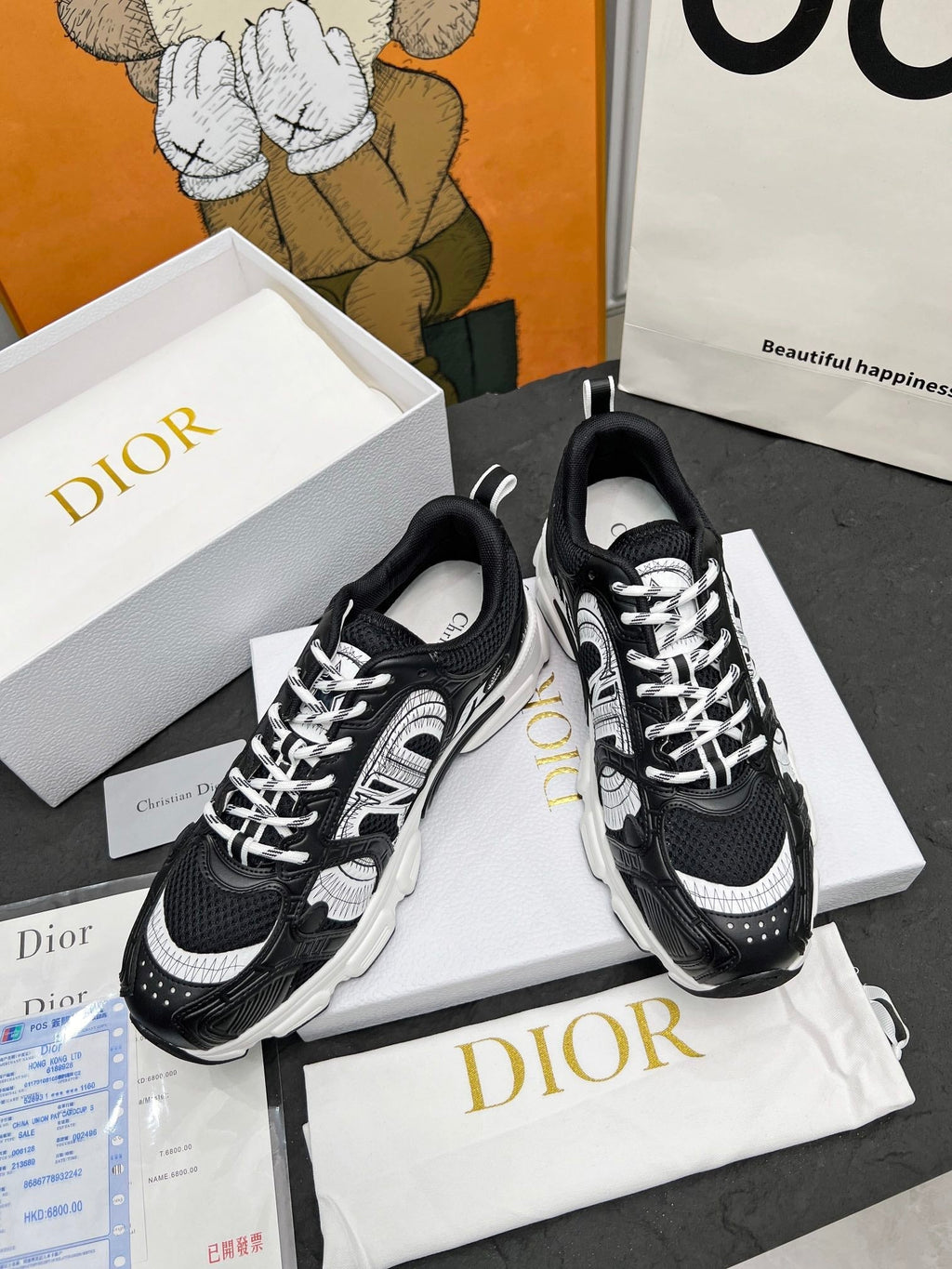 CD Chrono Sneaker Black Wool Lining Mesh Fabric And Calfskin