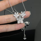 Graff New Full Diamond Three-Petal Sliver Necklace