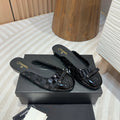 cc mule black tweed sequin black patent calfskin