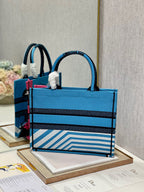 CD Zebra Book Tote  Bag Blue Canvas 336519