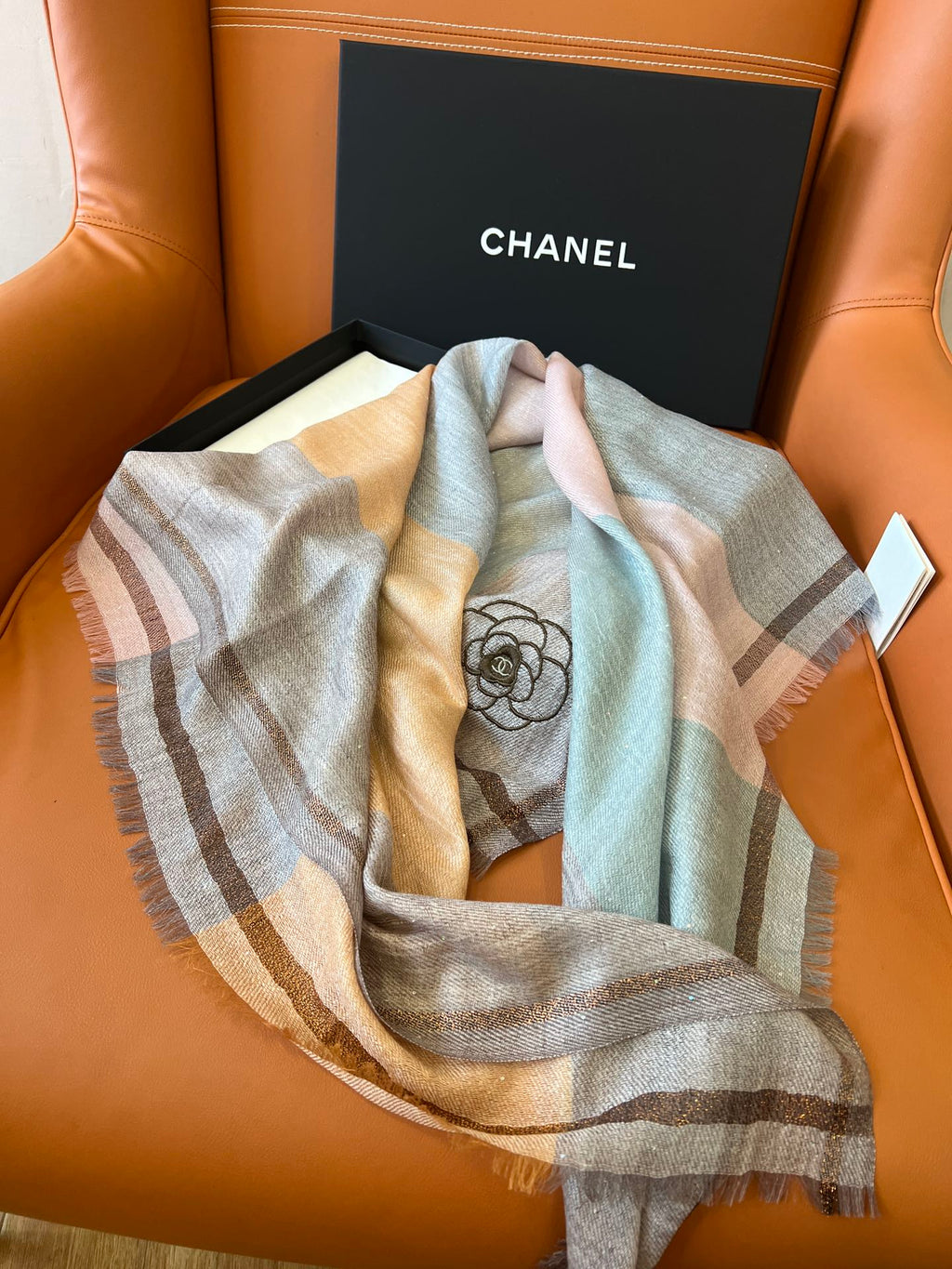 CC Square Scarf 100 CM In Colorful Cashmere And Wool Mix Sequin Fabric 345994