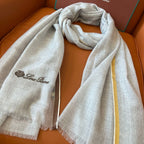 LP Quadrata Rainbow Scarf 210 CM In Grey Thin Silk Woven With Wool 428590