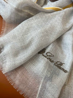 LP Quadrata Rainbow Scarf 210 CM In Grey Thin Silk Woven With Wool 428590
