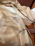 LP Quadrata Rainbow Scarf 210 CM In Camel Beige Thin Silk Woven With Wool 428594