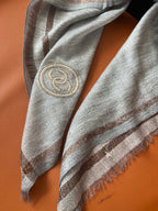 CC Square Scarf 100 CM In Grey Cashmere And Wool Mix Sequin Fabric 345992