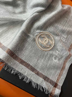 CC Square Scarf 100 CM In Grey Cashmere And Wool Mix Sequin Fabric 345992