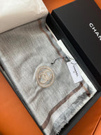 CC Square Scarf 100 CM In Grey Cashmere And Wool Mix Sequin Fabric 345992