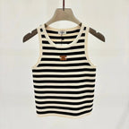 Celin Black Beige Stripe Tank Top