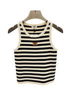 Celin Black Beige Stripe Tank Top