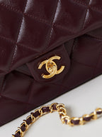 CC Flap Bag With Top Handle 25cm Wine Red Sheepskin Gold Hardware 238481