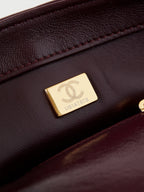 CC Flap Bag With Top Handle 19cm Wine Red Sheepskin Gold Hardware 238483