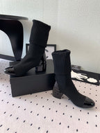 CC Short Boots 55mm Black Wool Mix Glossy Cowhide 938066