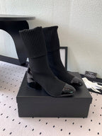 CC Short Boots 55mm Black Wool Mix Glossy Cowhide 938066