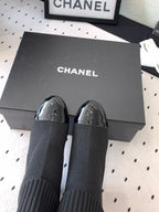 CC Short Boots 85mm Black Wool Mix Glossy Cowhide 938068