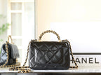 24B Mini Flap Bag With Top Handle 19cm Black Lambskin