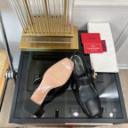 MARY-JANE VLOGO LOCKER SLINGBACK PUMPS BLACK SHEEPSKIN 60 MM