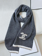 CC Scarf 220 CM In Black Grey Mix White Cashmere 389887
