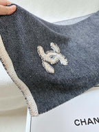 CC Scarf 220 CM In Black Grey Mix White Cashmere 389887