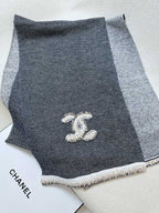 CC Scarf 220 CM In Black Grey Mix White Cashmere 389887