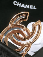 CHANEL BELT 3CM IN BLACK LAMBSKIN WITH GOLD HARDWARE LOGO