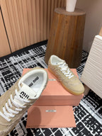 Miu Sneakers In Light Brown Fabric