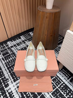 Miu Flat Shoes White Cowhide