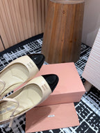 Miu Mary Jane Beige Shiny Lambskin