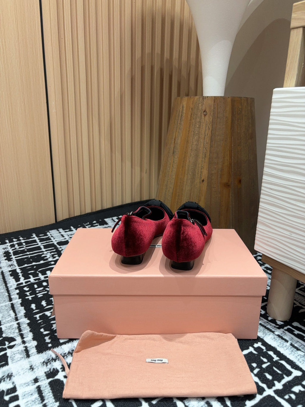 Miu Mary Jane Wine Red And Black Velvet