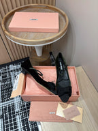 Miu Mary Jane  Dark Green And Black Velvet