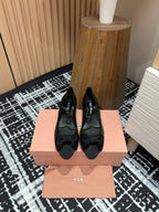 Miu Ballet Flat Dark Green And Black Velvet