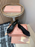Miu Ballet Flat Dark Green And Black Velvet
