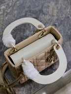 Lady Bag 17cm Beige White Lambksin