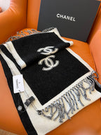 CC Scarf 184 CM In White Mix Black Wool Fleece 385533