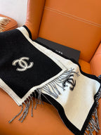 CC Scarf 184 CM In White Mix Black Wool Fleece 385533