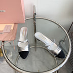 Miu Mules Silver Cowhide