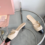 Miu Mules Beige Cowhide