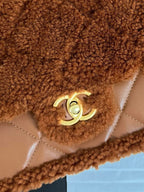 Flap Bag Small 23cm Brown Sherling Lambskin Gold Hardware