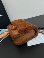 Flap Bag Small 23cm Brown Sherling Lambskin Gold Hardware