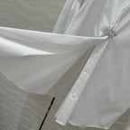 Prada Shirt with Diamond Brooch White Cotton