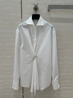 Prada Shirt with Diamond Brooch White Cotton