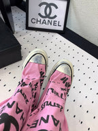 CC High-Top Canvas Boots Pink Black Denim Fabric 938048