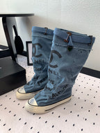 CC High-Top Canvas Boots Blue Black Denim Fabric  938049