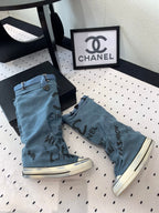CC High-Top Canvas Boots Blue Black Denim Fabric  938049