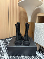 CC Short Boots 45mm Plain Black Calfskin And Suede