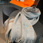 Scarf 180 CM Grey White Mix Brown Cashmere Knit  398249