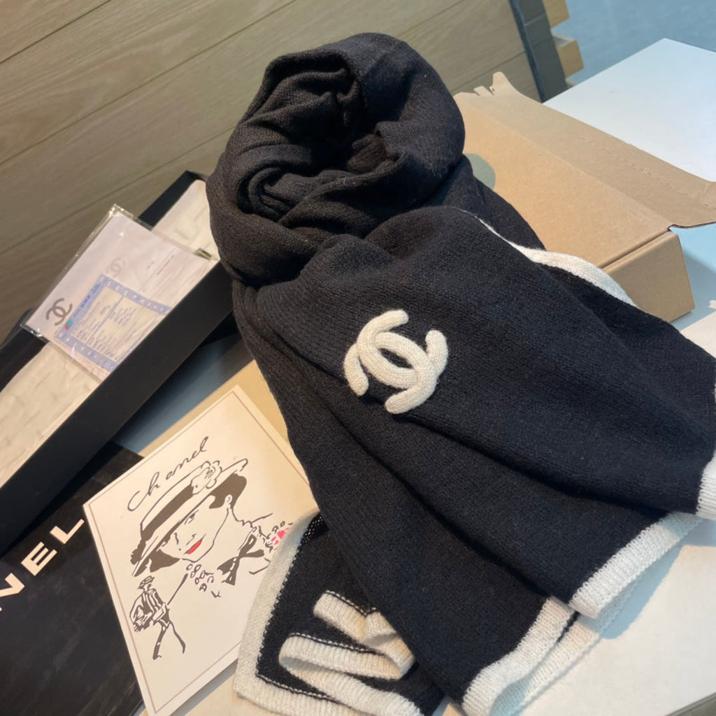 CC Scarf 200 CM In Black Wool Cashmere 401978