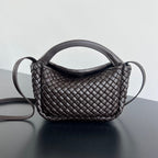 BV Small Cobble Top Handle 23cm Chocolate Lambskin