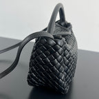 BV Small Cobble Top Handle 23cm Black Lambskin