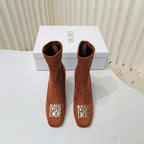 Miss Dior Ankle Boots 80mm Orange Brown Suede  111380