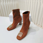 Miss Dior Ankle Boots 80mm Orange Brown Suede  111380
